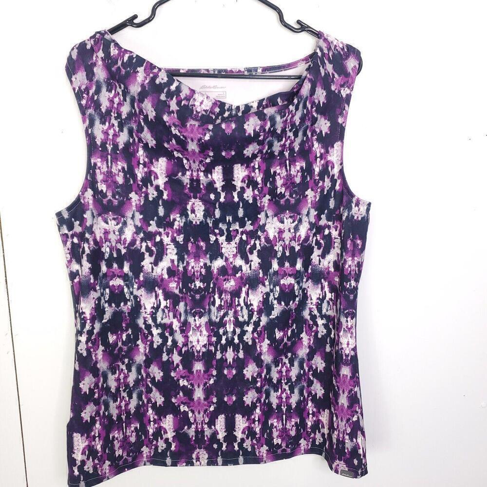 Eddie Bauer Top Womens Large Travex Cowl Neck Sleeveless Tank Stretchy Shell